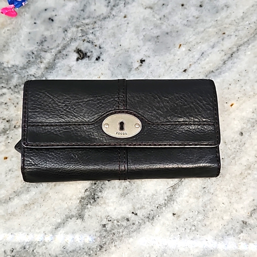 Fossil black Leather Trifold Wallet